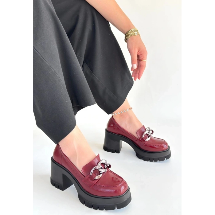 Winar Bordo Rugan Doldu Topuk Ayakkabı