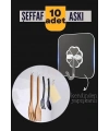 10'lu Şeffaf Kendinden Yapışkanlı Güçlü Askı Kancası, Banyo Mutfak Organizer, İz Bırakmaz Pratik Askı