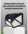 100 LED Solar Lamba Hareket Algılamalı Bahçe Duvar Dış Mekan Aydınlatma