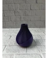 11 cm Mor Minimal Çizgili Vazo Masa Üstü Şık Dekor Objesi