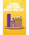 12 Parça Makyaj Fırçası Yumuşak Kıllı Profesyonel Fırça Seti Yüksek Kaliteli Pürüzsüz