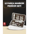 12 Parça Manikür Pedikür Seti Özel Deri Çanta El Ayak Bakımı Akne ve Sivilce Temizleme