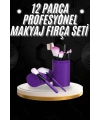 12 Parça Profesyonel Makyaj Fırçası Far Fırçası Allık Fırçası Yumuşak Kıllı