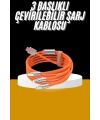 120W 3 İn 1 Uyumlu Silikon Şarj Kablosu Hızlı Şarj Kablosu