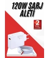 120W Şarj Aleti Hızlı Çift Turbo Şarj Aleti Seti Beyaz