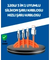 120W Şarj Destekli 3’ü 1 Arada Çoklu Şarj Kablosu – 1.2 Metre
