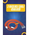 120W Silikon Metal Uçlu LED Işıklı 3 In1 Şarj Kablosu 1.2m