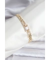 14K Gold Renk Kaplama Zirkon Kare Taşlı CM Kadın Bileklik