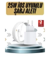 15/Pro/Pro Max 25W İOS Uyumlu Hızlı Şarj Aleti Adaptörlü Beyaz