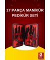 17 Parça El Ayak Bakım Seti Tırnak Temizleme Manikür Pedikür Cımbız Törpü Tırnak Makası
