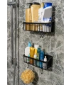 2 Li Plastik Yapışkanlı Askılı Mutfak- Banyo Rafı Düzenleyici Duş Şampuanlık