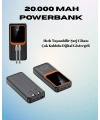 20000 mAh Powerbank | Çok Kablolu, Dijital Göstergeli, Yüksek Hızlı Şarj Cihazı