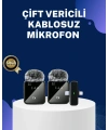 2in1 Kablosuz Yaka Mikrofonu iOS ve Android Uyumlu