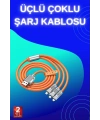 3 İn 1 Süper Hızlı Şarj Kablosu Android ve İOS Uyumlu Silikon Şarj Kablosu