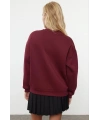 3 iplik şardonlu bisiklet yaka sweatshirt bordo