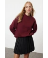 3 iplik şardonlu bisiklet yaka sweatshirt bordo