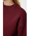 3 iplik şardonlu bisiklet yaka sweatshirt bordo