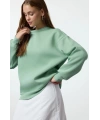 3 iplik şardonlu bisiklet yaka sweatshirt mint