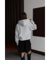 3 iplik şardonlu kapşonlu hoodie frm gri p510437