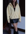 3 iplik şardonlu kapşonlu hoodie frm sarı p510437