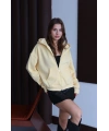 3 iplik şardonlu kapşonlu hoodie frm sarı p510437