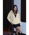 3 iplik şardonlu kapşonlu hoodie frm sarı p510437