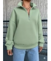 3 iplik Şardonlu yarım fermuarlı sweatshirt mint