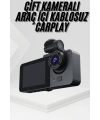 3 Kameralı 2 İnç 1080P Araç İçi Kamera Sürüş Kamerası CarPlay