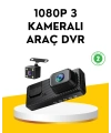 3 Kameralı Araç İçi DVR Kayıt Cihazı  Ön İç Arka Kamera Full HD