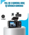 3 Kameralı Araç İçi Kayıt Cihazı 1080P Full HD Gece Görüşlü ve Wi-Fi Bağlantılı