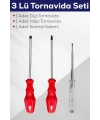 3lü Tornavida Seti (Düz Tornavida + Yıldız Tornavida + Kontrol Kalemi)