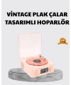 3-ü-1 Gece Işığı Bluetooth Hoparlör ve Dijital Saat Vintage Plak Çalar Tasarımlı