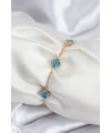 316L Çelik Gold Renk Buz Mavisi Baby Boy Yonca Kadın Bileklik