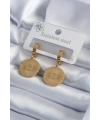 316L Çelik Gold Renk İşleme Detay Kadın Küpe