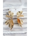 316L Çelik Gold Renk Lotus Yaprak Kadın Küpe