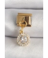 316L Çelik Gold Renk Sallantı Daire Zirkon Taşlı Nomination Charm