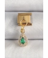 316L Çelik Gold Renk Sallantı Damla Yeşil Zirkon Taşlı Nomination Charm