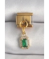 316L Çelik Gold Renk Sallantı Kare Yeşil Zirkon Taşlı Nomination Charm