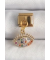 316L Çelik Gold Renk Sallantı Renkli Zirkon Taşlı Göz Model Nomination Charm