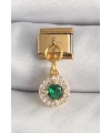 316L Çelik Gold Renk Sallantı Yeşil Zirkon Taşlı Nomination Charm