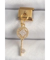 316L Çelik Gold Renk Sallantı Zirkon Taşlı Anahtar Model Nomination Charm