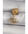 316L Çelik Gold Renk Sallantı Zirkon Taşlı Göz Model Nomination Charm