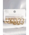316L Çelik Gold Renk Yıldız Halka Model Kadın Küpe Seti