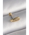 316L Çelik Gold Renk Zirkon Taşlı Kanat Tragus Piercing