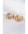 316L Çelik Gold Renk Zirkon Taşlı Minimal Model Halka Küpe