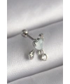 316L Çelik Gümüş Renk Beyaz Minelik Kalp Sallantı Zirkon Taş Detay Tragus Piercing