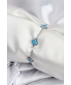 316L Çelik Gümüş Renk Buz Mavisi Baby Boy Yonca Kadın Bileklik