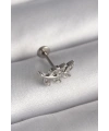 316L Çelik Gümüş Renk Dal Model Zirkon Taş Detaylı Tragus Piercing