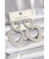 316L Çelik Gümüş Renk Kalp Model Kadın Küpe