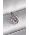 316L Çelik Gümüş Renk Mor Mineli Kalp Zirkon Taş Detay Tragus Piercing